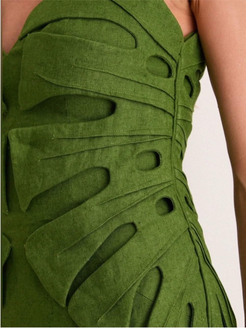 FARM Rio Olive Green Strapless Sculpted-Bodice Maxi Dress - Picture 3 of 3